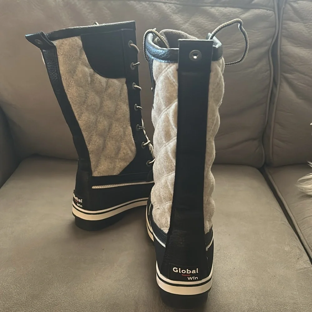 50%offw❤️New Globalwin Black tan Camel Snow duck Boots 8.5 perfect snow boot